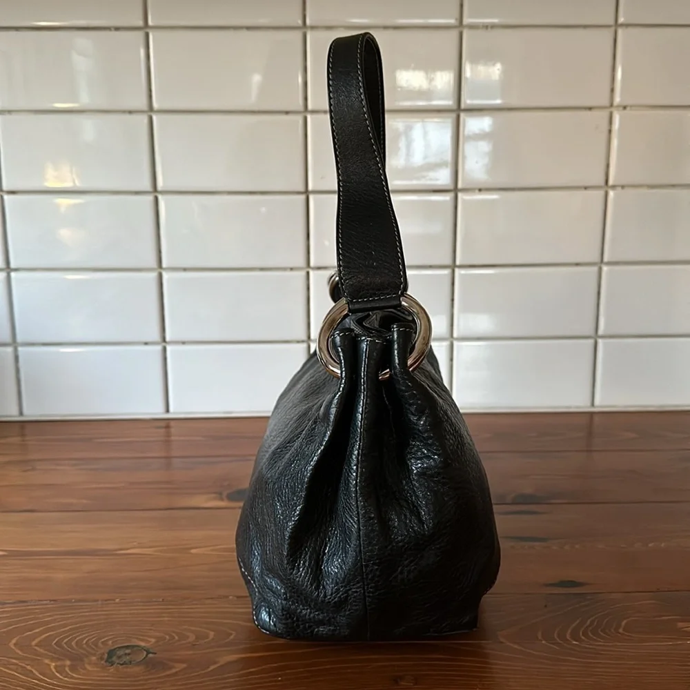 FURLA Black Pebbled Leather Hobo Bag